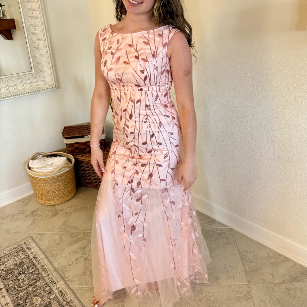 Elegant Pink Floral Sequins mermaid-like fit Dress